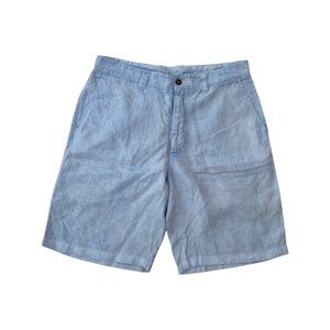 120% Lino Linen Light Blue Men Shorts Size 52 / PAN